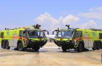 Gen Katumba Wamala commissions new fire fighting trucks at Entebbe Airport